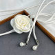 Xiaoxiangfeng Camellia Flower Decorative PU Waist Rope Women's Soft Knotted Waist Rope Tight Waist Decorative dress Skirt Leather Rope