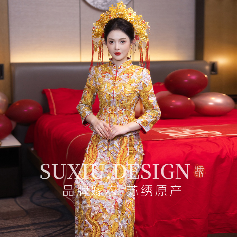 Dragon and Phoenix Wedding Dress, Exquisitely Crafted Bridal Gown, Xiuhe Dress, 2026 New Summer Chinese Style Wedding Dress, Grand Five Blessings Dress Dragon and Phoenix Wedding Dress, Exquisitely Crafted Bridal Gown, Xiuhe Dress, 2026 New Summer Chinese Style Wedding Dress, Grand Five Blessings Dress