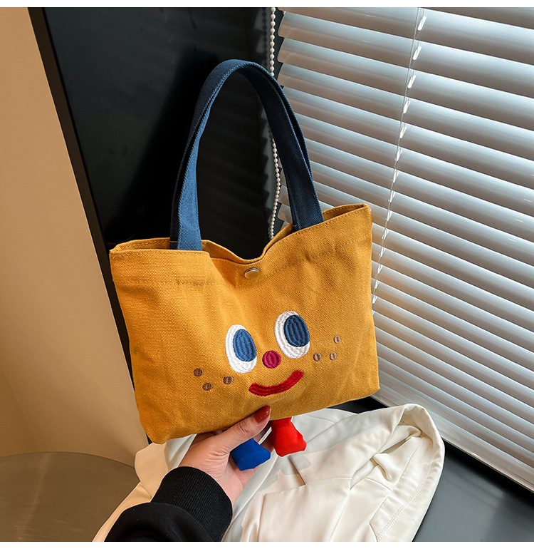 ins mini canvas bag, cute peach tote bag, Korean girl snack bento small bag canvas bag wholesale undefined