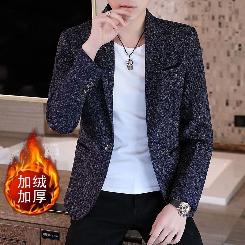春春秋格子小西服青年男士上衣商务休闲西装修身韩版男西服外套潮|undefined