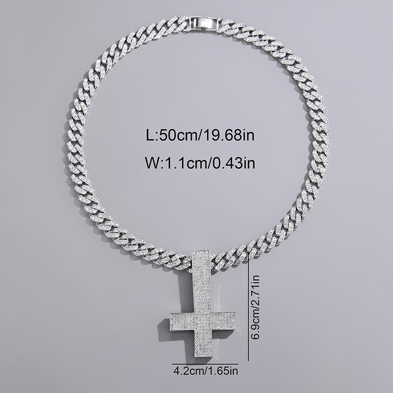 Diamond inverted cross hanger ketting voor heren luxe stijl_voghion.com