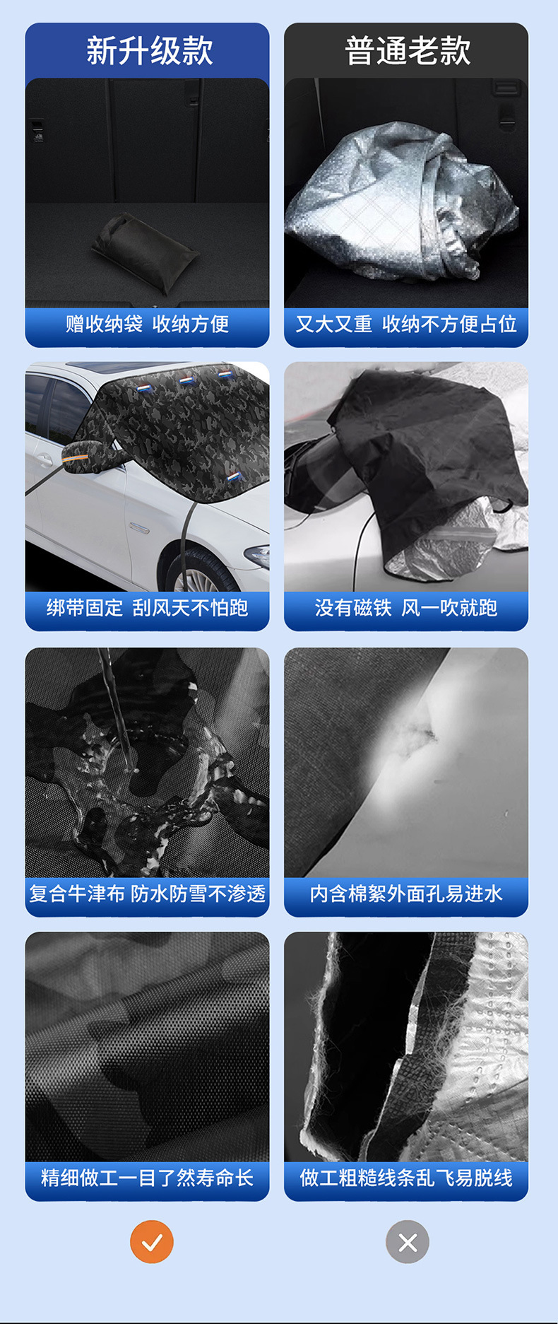 Cross-Border Winter Thickened Car Snow Cover, Summer Sun Protection and Sunshade, Universal Thickened and Widened Car Snow Cover for All Seasons