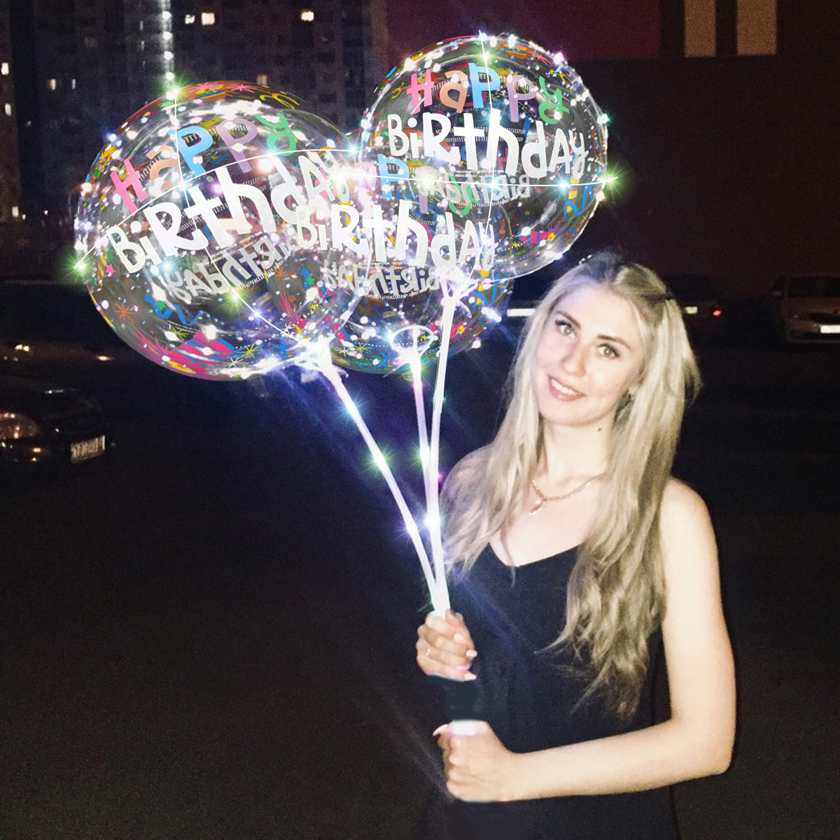 Red de red transparente estampado luminoso de 20 pulgadas bola de onda mercado nocturno puesto callejero globo decoración de cumpleaños accesorios