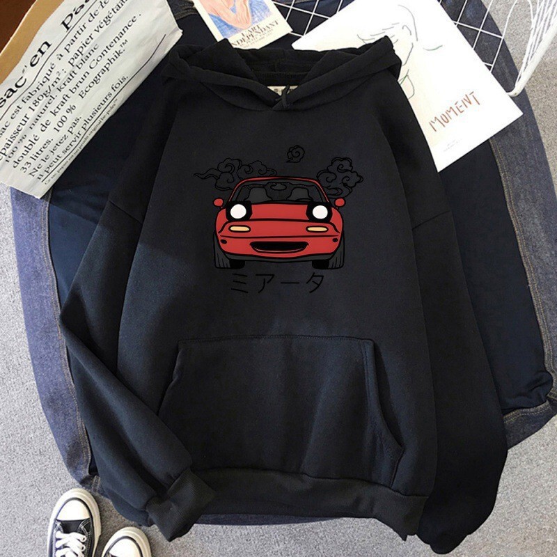 Jdm Cartoon Racing Print Pullover Hoodie with Fleece, Unisex Jacket, Sweatshirt, Hoodie, Exclusively for Export and Cross-Border Trade
