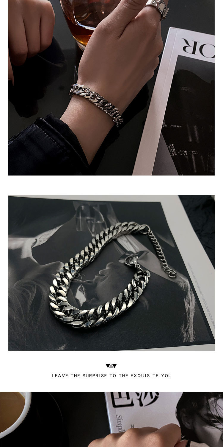 1 Piece Quantity Hip-Hop Solid Color Titanium Steel Plating Men's Bracelets Men's Chain Bracelets