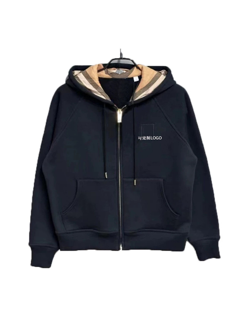 Qadın kapüşonlu qısa zip jaket, tikməli