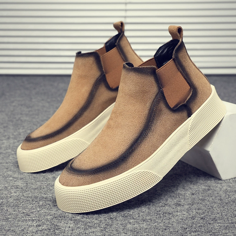 2025 новые стильные мужские высокие туфли из воловьей кожи, дышащие, теплые, модные замшевые кожаные ботинки, повседневная мягкая подошва, универсальные мужские кожаные ботинки
