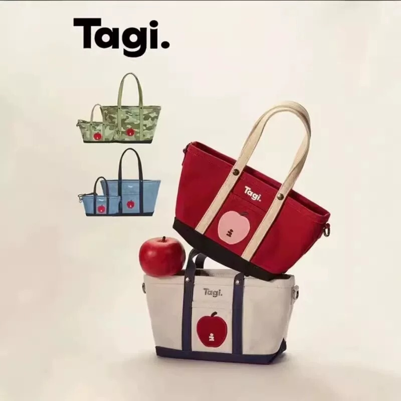 Tagi. "Imagine Apple" Color-Blocked Large-Capacity Commuter Retro Shoulder Bag Canvas Tote Hand-Held Crossbody Bag Tagi. "Imagine Apple" Color-Blocked Large-Capacity Commuter Retro Shoulder Bag Canvas Tote Hand-Held Crossbody Bag