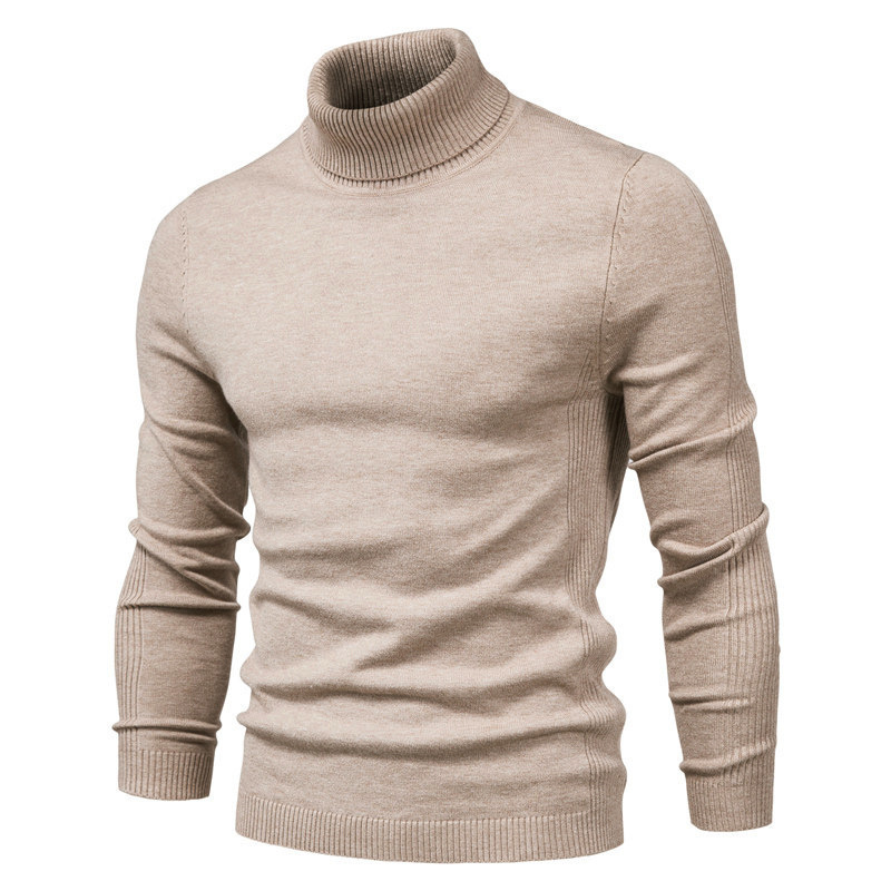 Men's Casual Solid Color Pullover Sweater, Export High-Neck Men's Casual Knit Sweater, Cross-Border Knitwear