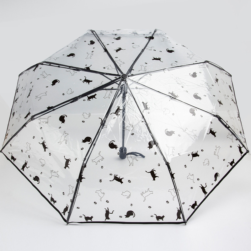 Japanese Cat Transparent Long Handle Umbrella Cute Student Foldable Personality Popular Online Photo Umbrella Wholesale Japanese Cat Transparent Long Handle Umbrella Cute Student Foldable Personality Popular Online Photo Umbrella Wholesale