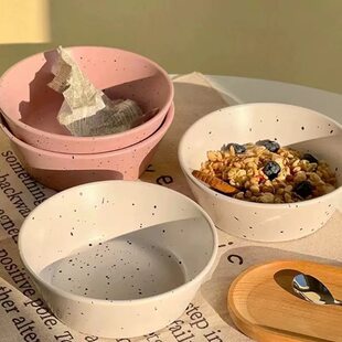 Ins style splash-ink ceramic bowl, beautiful rice bowl, fruit yogurt bowl, oatmeal dessert bowl, tableware, large rice bowl