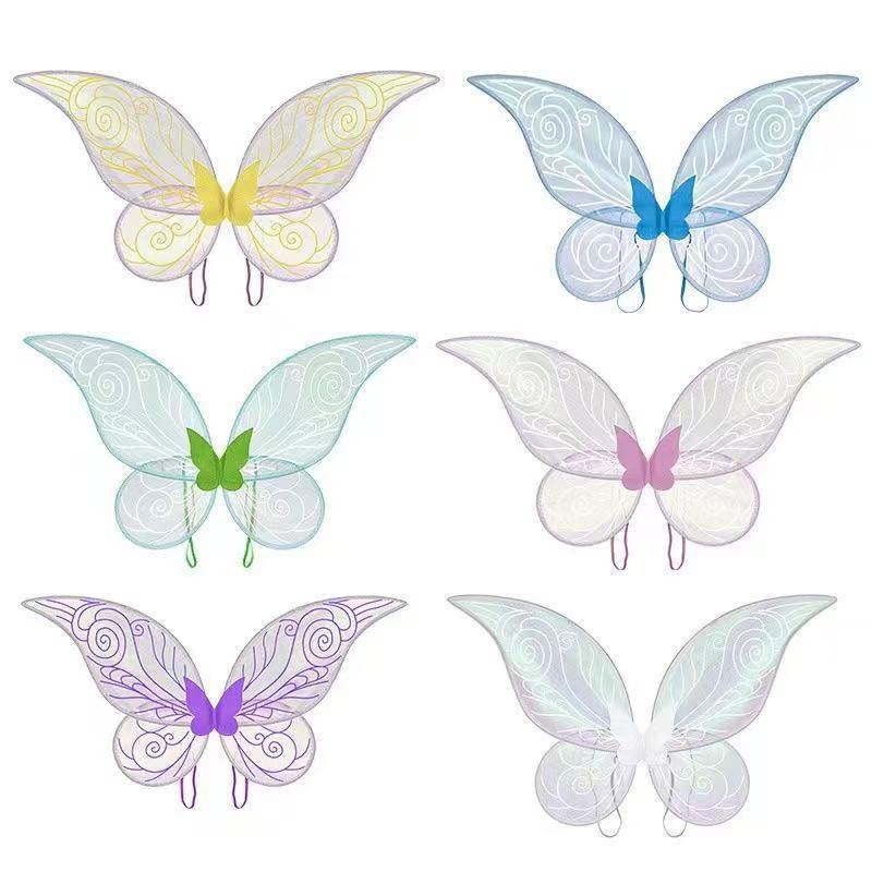 Cross-Border Amazon Wholesale Back Decoration Holiday Folding Party Props Manufacturer Butterfly Wings Colorful Angel Wings