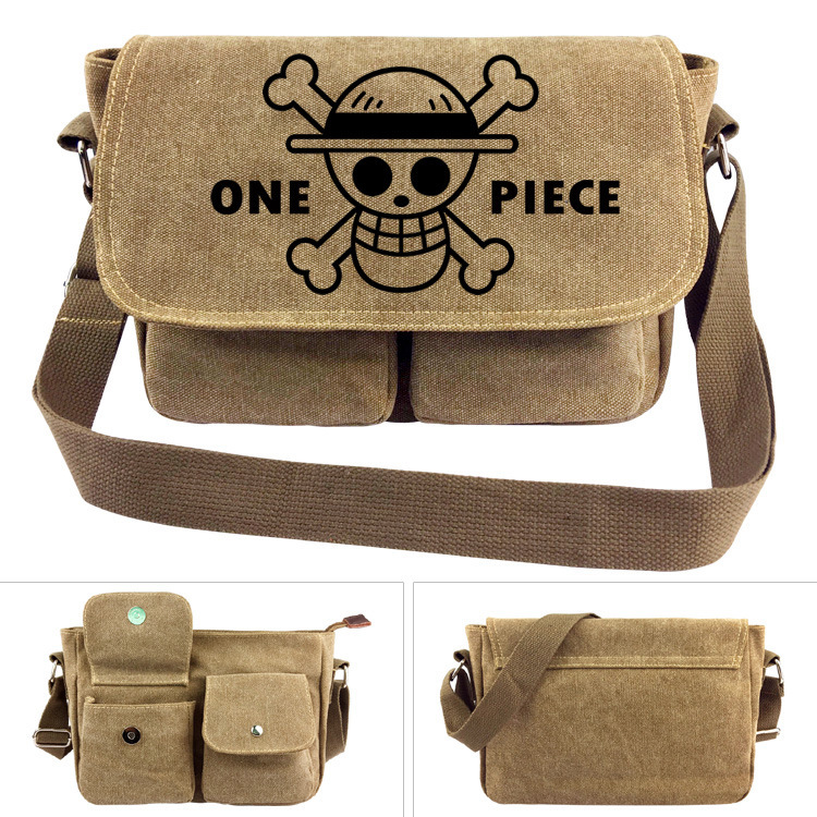 One Piece canvas shoulder messenger bag Luffy shoulder bag Luo sign student bag backpack leisure bag One Piece canvas shoulder messenger bag Luffy shoulder bag Luo sign student bag backpack leisure bag