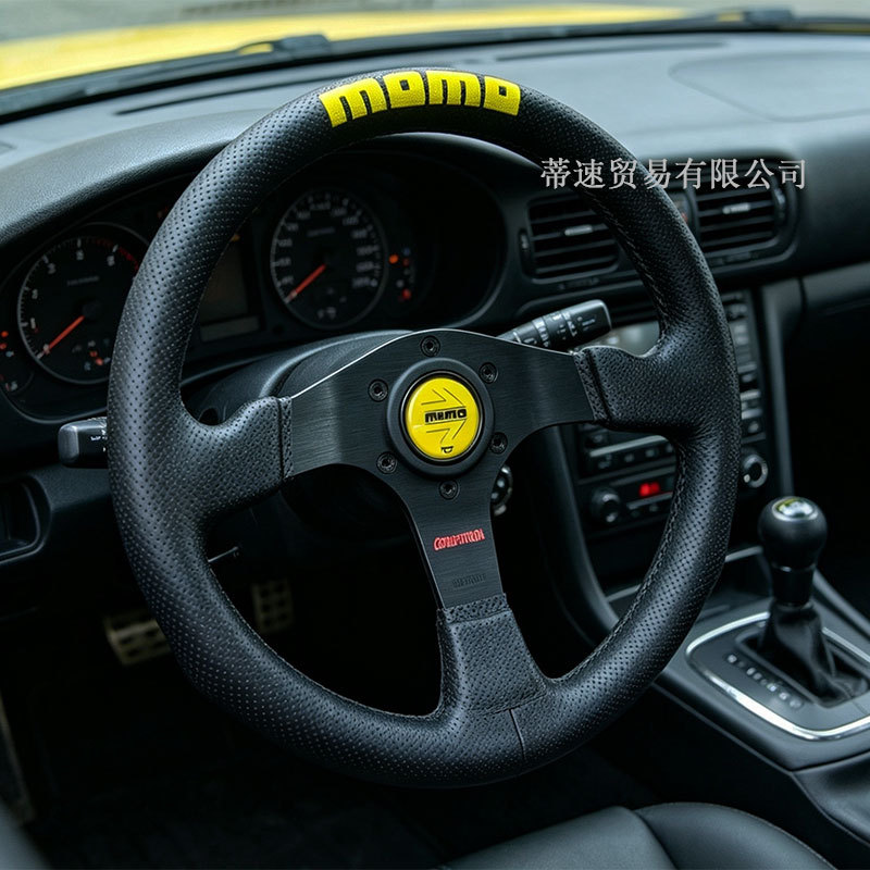 Factory Direct Sale Modified Momo Steering Wheel 14inch Embroidered Steering Wheel Competition Perforated Leather 350mm