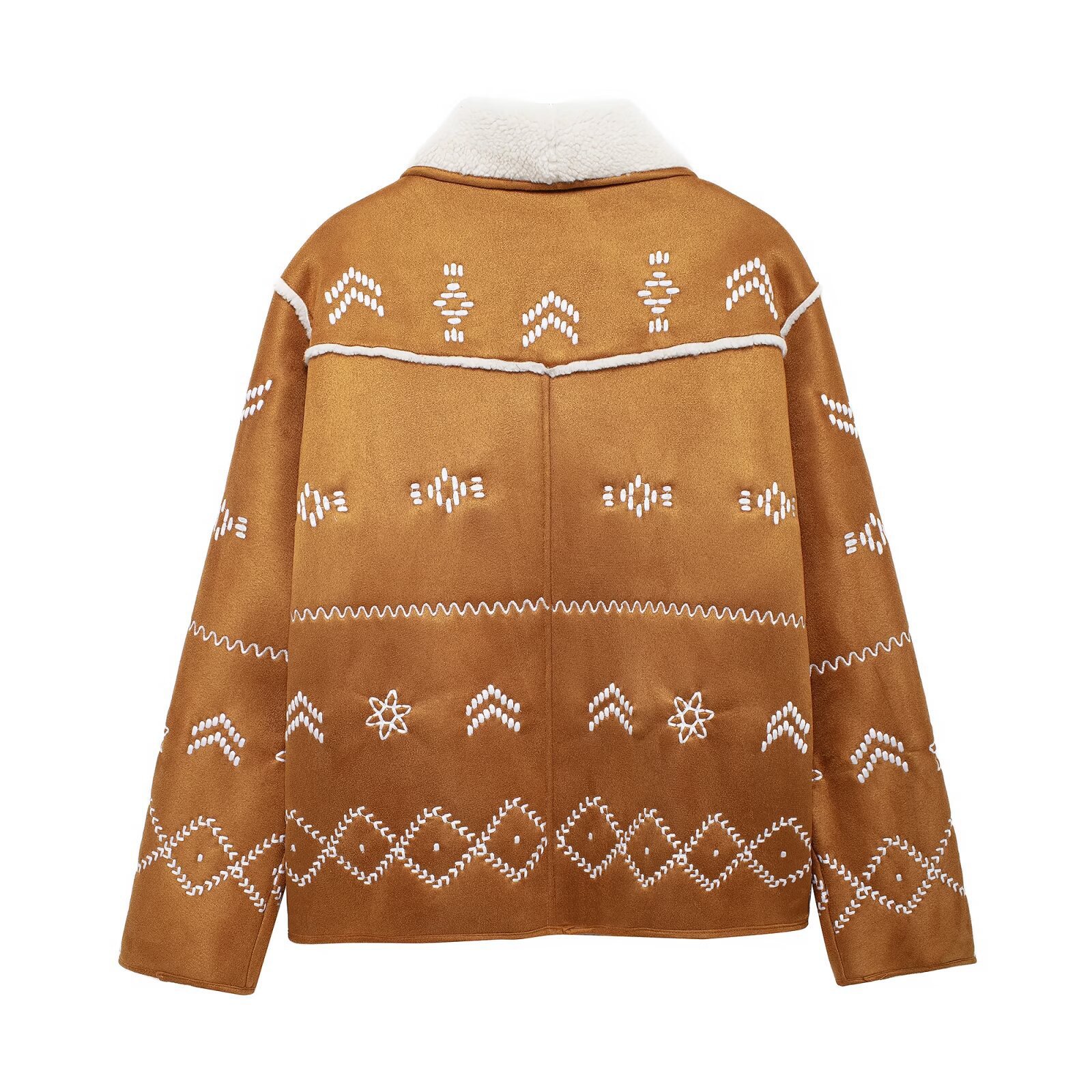 Γυναικεία ρούχα φθινόπωρο και χειμώνα νέα είδη μόδας δρόμου κέντημα παλτό μεσαίου μήκους_voghion.com