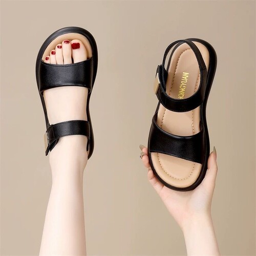 Sticky-soft sandals for women in summer wear versatile soft sole anti-slip fairy style with skirt Roman open-toe beach shoes