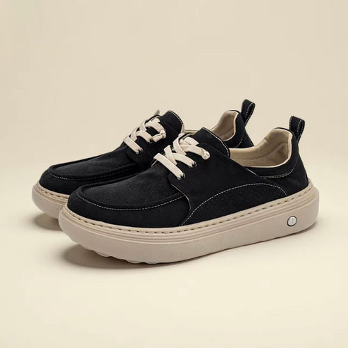 2025 Men's Thick Sole Lightweight Wide Head Casual Shoes Breathable One-Piece Canvas Shoes 2025 Summer Fabric Shoes