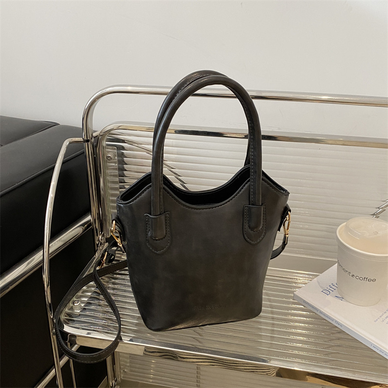 Bolso de moda retro, bolso de mano, bolso de hombro, bolso de cubo, bolso de mujer 2024, bolso de color sólido