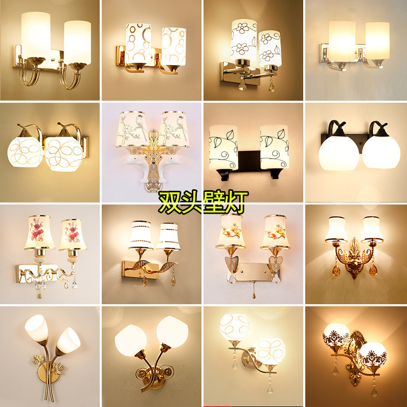 Wall lamp bedside lamp bedroom led modern minimalist Nordic creative living room aisle lamp Hotel double-headed wall lamp