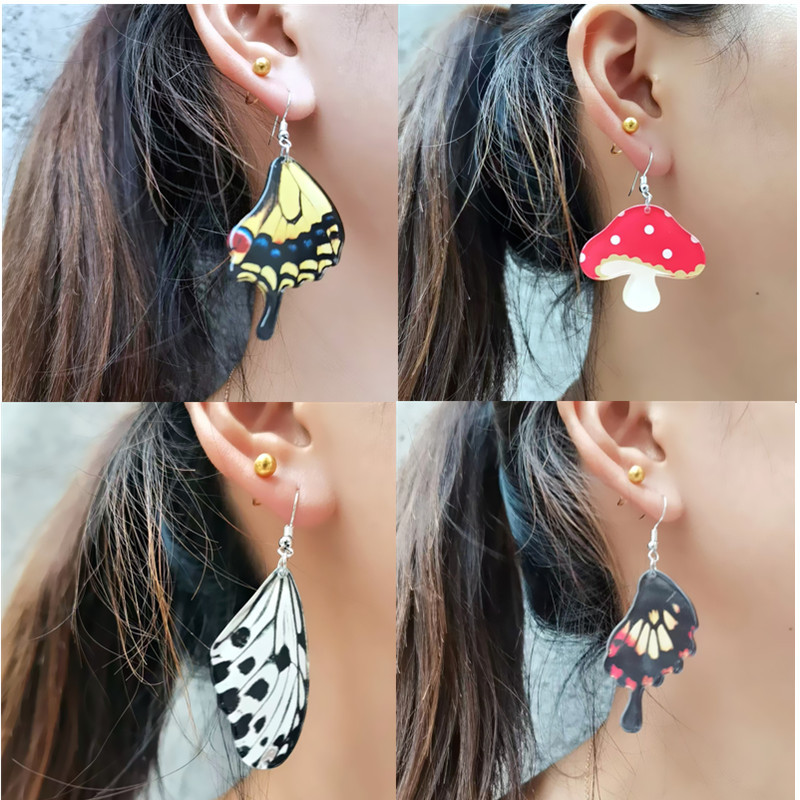 Fashion Mushroom Butterfly Arylic Women's Drop Earrings 1 Pair display picture 1