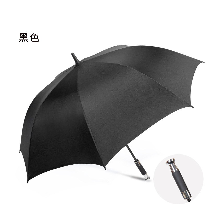 Paraguas de golf de fibra completa con revestimiento negro, paraguas de coche para hombres de negocios, paraguas VIP de alta gama, mango largo, venta al por mayor, parasol de moda.