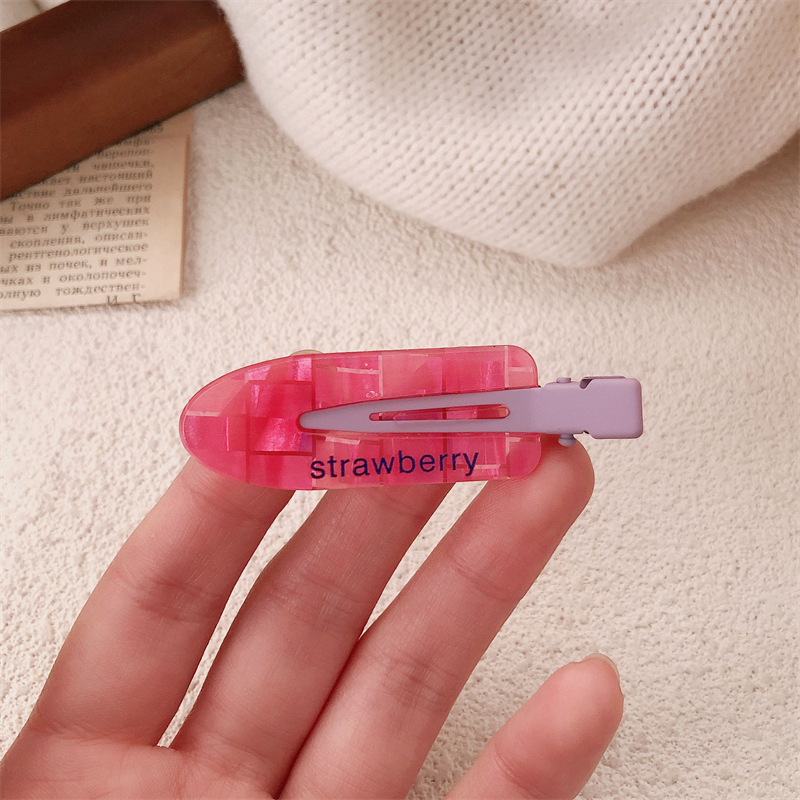 Dulces y lindos clips para el cabello sin marcas de fresa coreana para mujeres, clips laterales para la frente, clips para el cabello de alto nivel, clips para el cabello