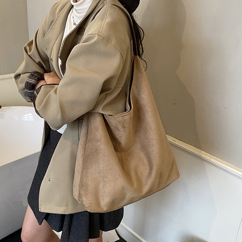高级感复古包包女式2025年秋冬流行超火麂皮绒单肩包大容量托特包|undefined