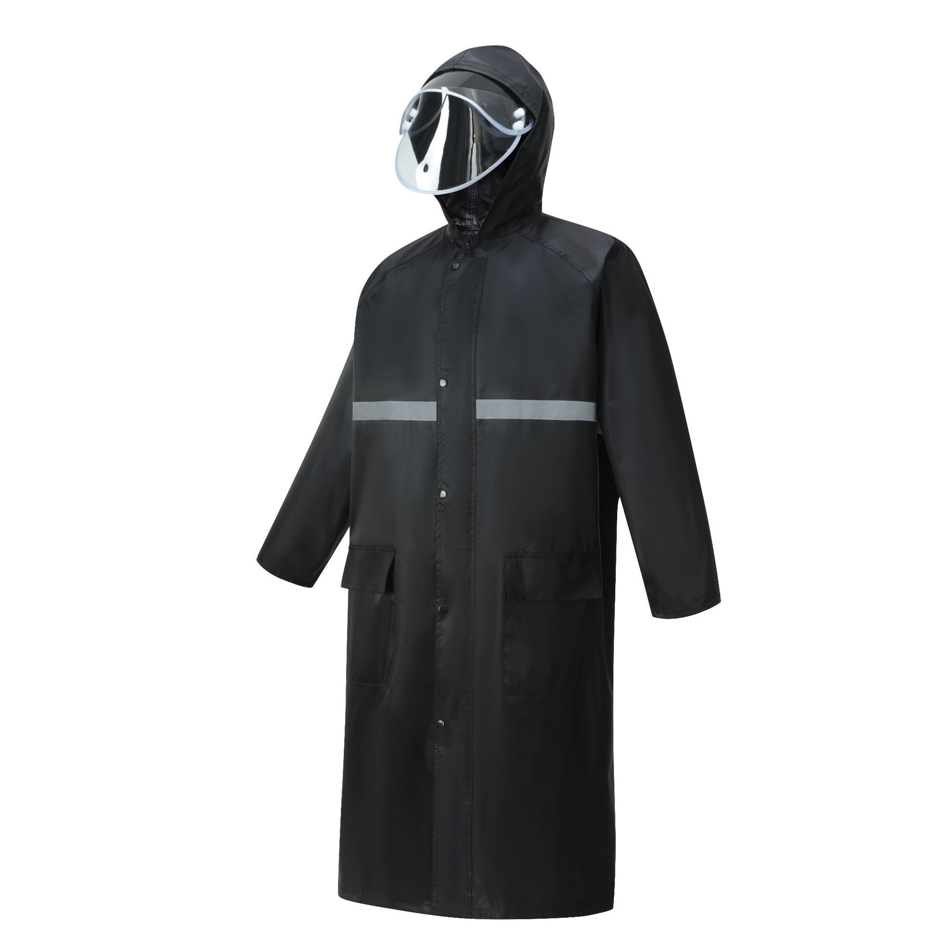 Una chaqueta de lluvia larga y gruesa a prueba de tormentas de todo el cuerpo caminando en servicio sanitario al aire libre chaqueta de lluvia de emergencia reflectante