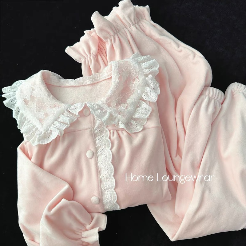 睡衣女秋冬减龄公主甜美少女保暖家居服加厚海岛绒日系网红睡衣|undefined