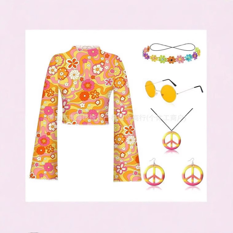 Amazon New 60 70 s Women's Hippie Disco Costume 70 s Costume Party Dress Up