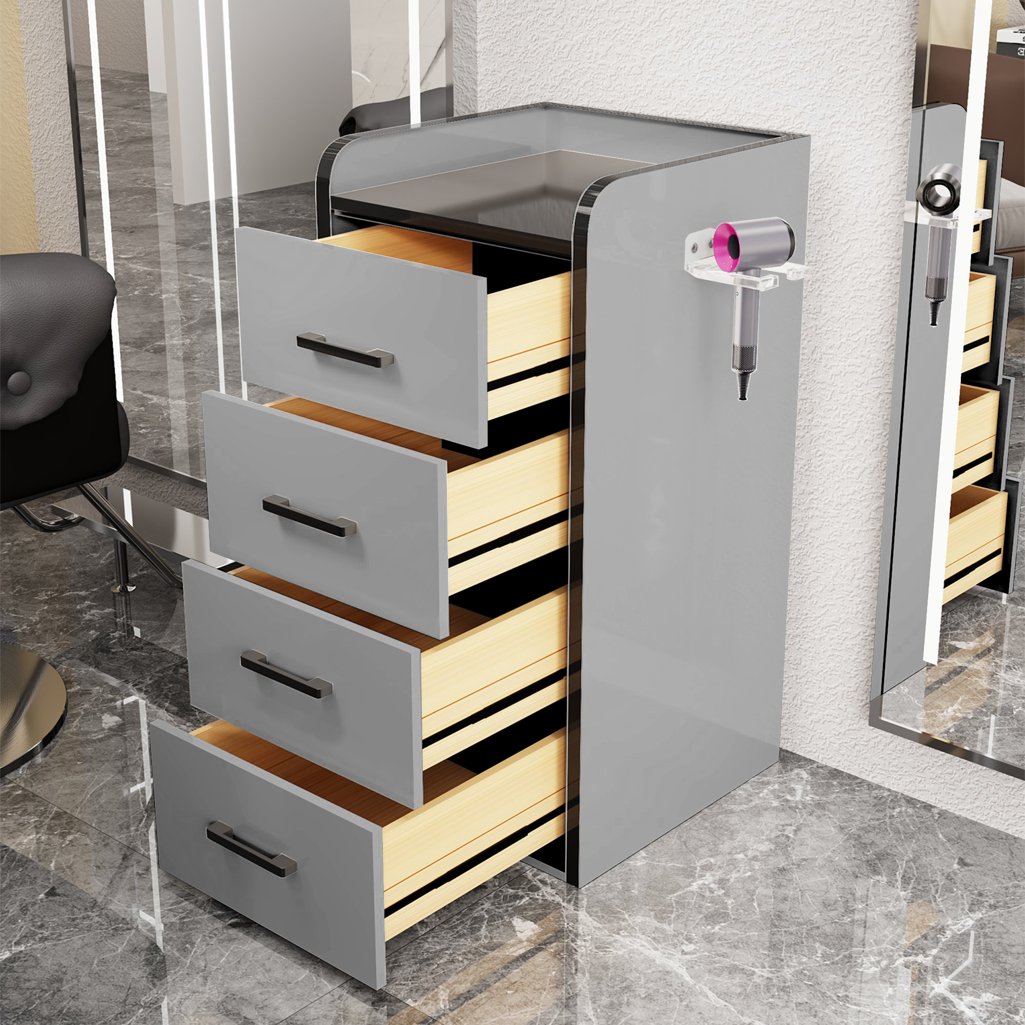 Nuevo gabinete de herramientas de peluquería de alta calidad gabinete de salón de peluquería carro móvil sin instalación móvil gabinete de herramientas de almacenamiento de madera sólida