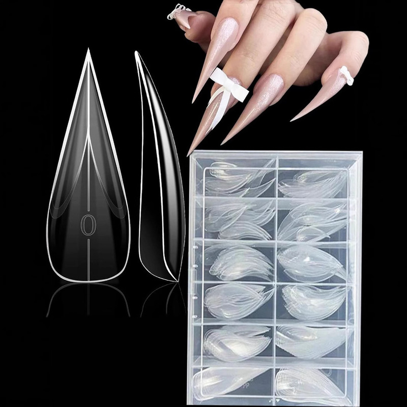 Cross-Border 120-Piece Dragon Claw Transparent Nail Tips, Elegant and Noble Long Style Wearable Nails, Detachable Nails Wholesale