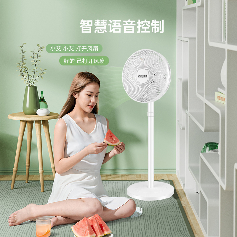 音声扇風機、強風家庭用フロアファン、デスクトップファン、寝室サイレントオフィスリモコンフラットファン|undefined
