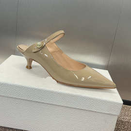 2025年法式新款性感尖头气质高跟凉拖包头细跟穆勒半拖鞋女夏外穿