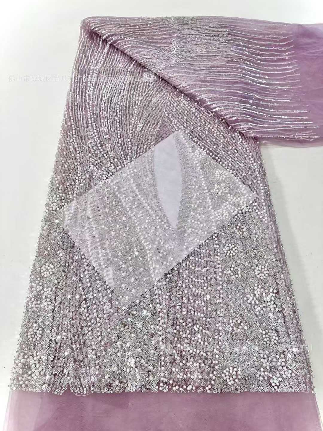 Sequinilla tela de cuentas de clavos vestido de boda vestido de noche ropa de moda fuente fábrica al por mayor