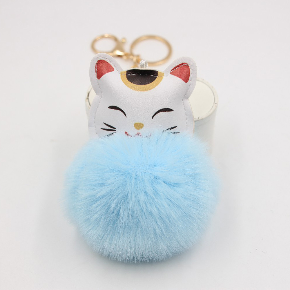 Daily Occasion Artificial Leather Material Cute Cat Artificial Leather Women'S Keychain