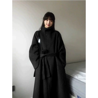 灰色高级感呢子大衣女2026年秋冬季新款毛呢外套小个子韩系中长款