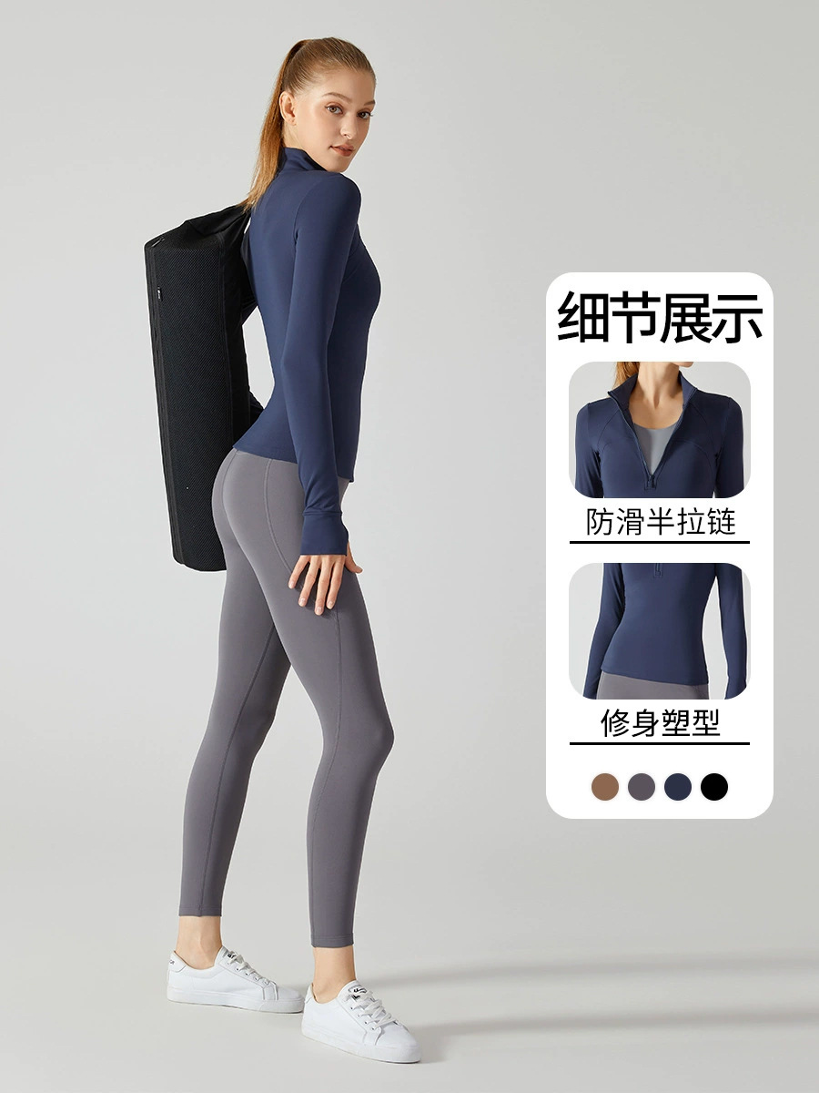 Camisetas de yoga de forro polar para otoño e invierno, ropa de yoga europea y americana de manga larga, chaquetas deportivas para correr y fitness para mujer