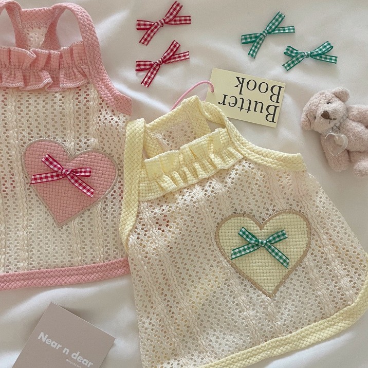 Chaleco hueco de dos patas primavera y verano ropa de perro amor arco eslingas Teddy Bear ropa de mascotas
