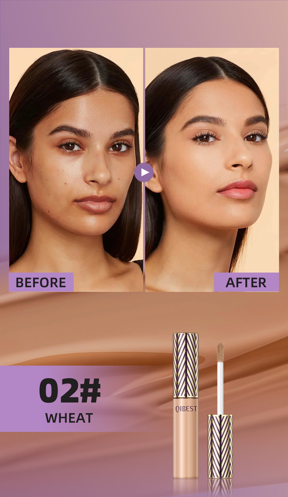 QIBEST Concealer is waterproof, sweat-proof, long-lasting, and does not easily smudge. It can cover pigmentation, acne marks, fade dark circles, and is a contouring liquid undefined