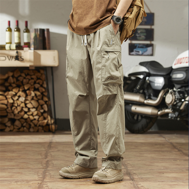 Paratrooper Overalls Men's Straight Summer Thin American Fashion Brand Cool Sports Large Flap Pocket Pants Zipper Casual Long Pants