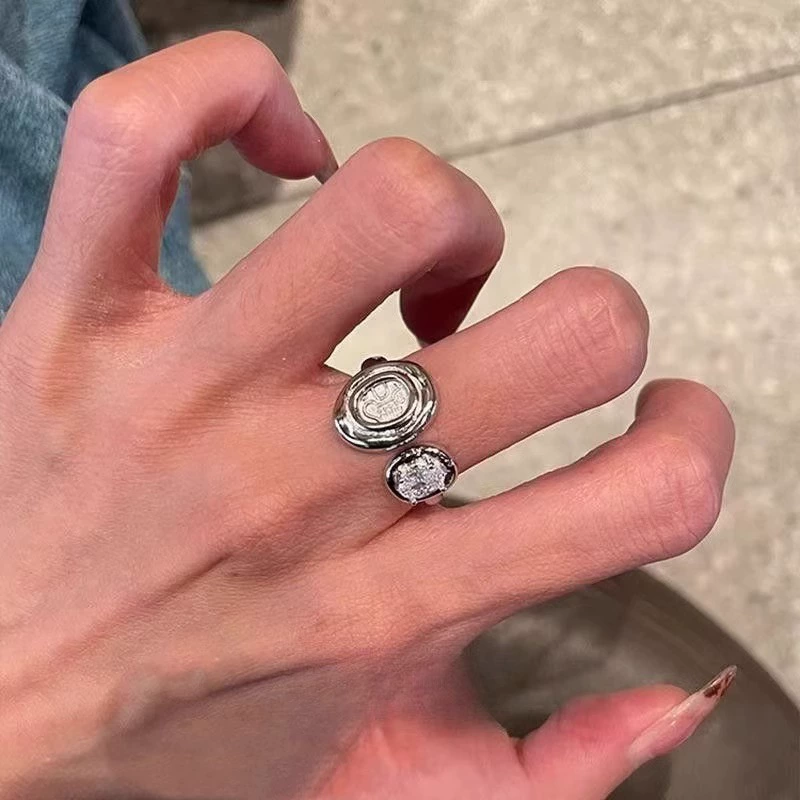 Retro ring, small design zirconium, silver 925 sample, light luxury style, high-quality style, on index finger