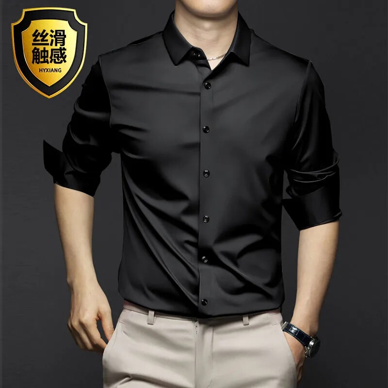 [Luxury Grade] Men's Long-Sleeve Non-Iron Wrinkle-Resistant Business Casual Dress Shirt, High-End Elegant Luxury Shirt