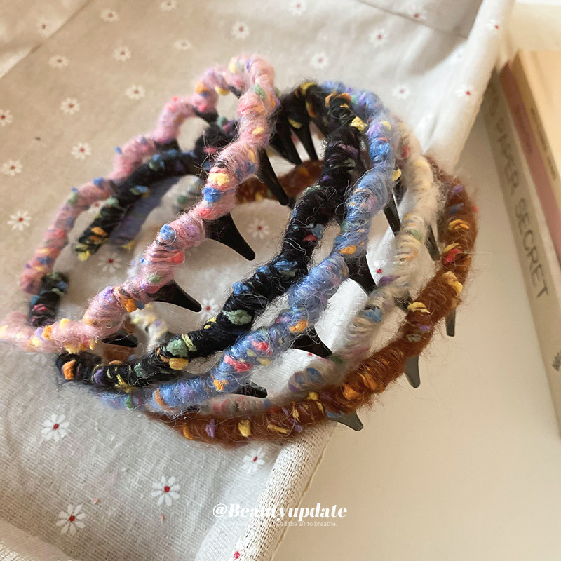 Nuevo producto de lana de color de doble uso, peine para el cabello ondulado, diadema de cara superior de cráneo alto, nueva moda, accesorios para el cabello suave para mujeres