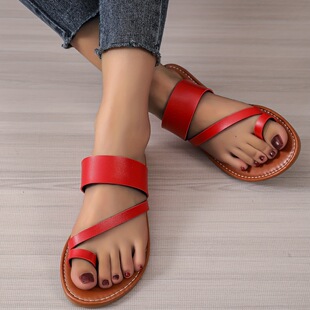 T 91521 Round Head Slip On Flat Sandals ��a�A�^��Ь �羳��