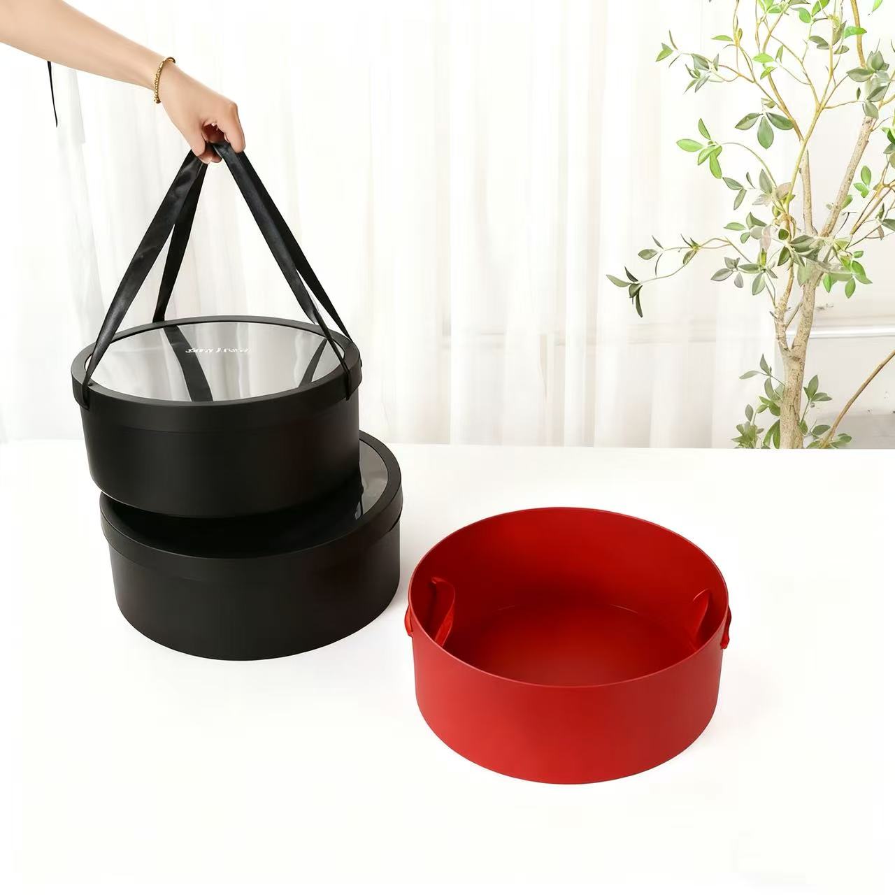 Caja de regalo redonda, caja vacía, caja de flores impermeable, ramo de frutas, caja de embalaje de flores, caja de regalo de invierno, boda