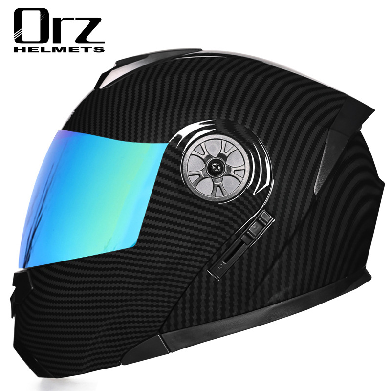 Casco abatible de doble lente para motocicleta, casco para vehículo eléctrico, casco integral antivaho de verano para hombre y mujer, casco de media motocicleta, adecuado para todas las estaciones