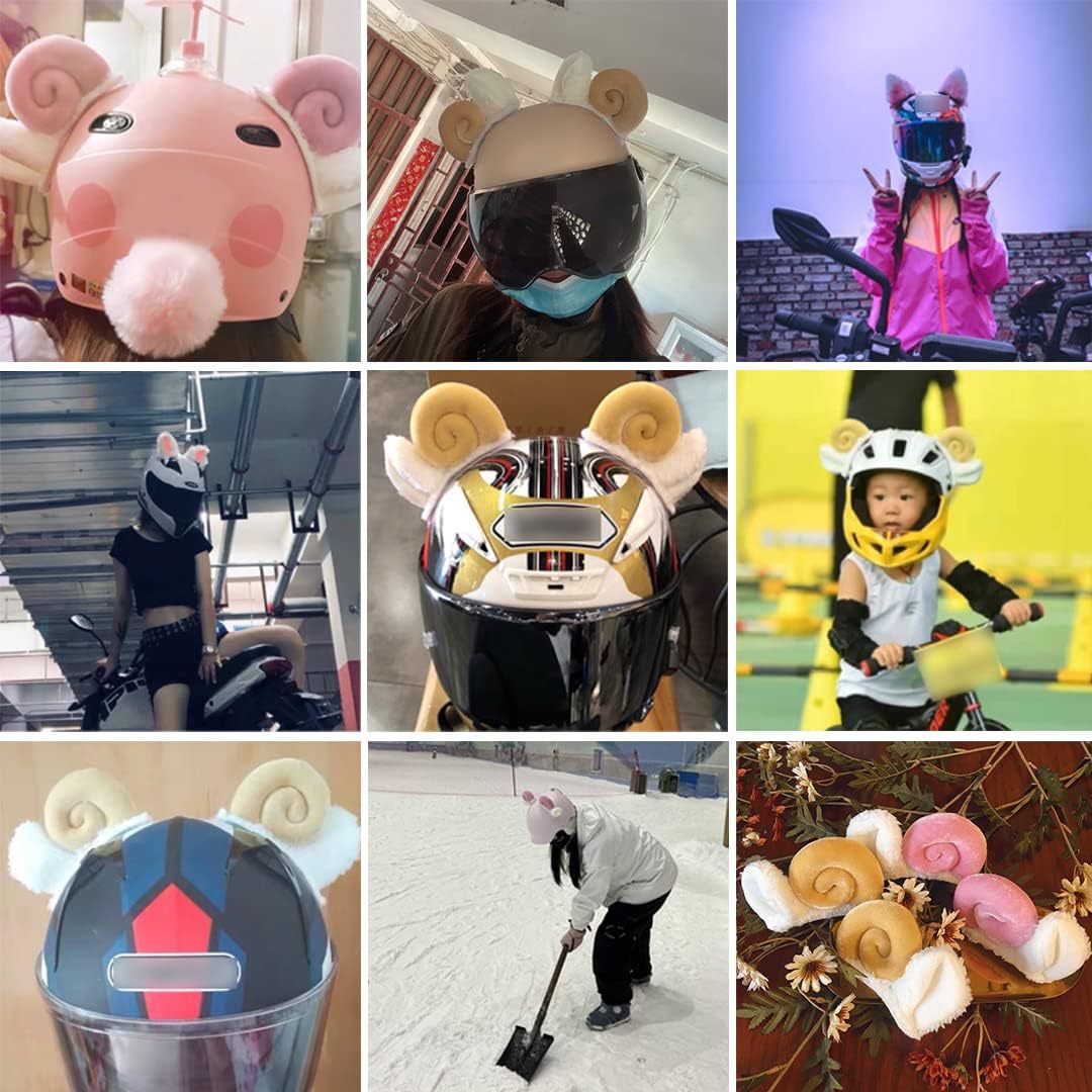 Cross-Border Plush Helmet with Cute Sheep Horn Ears, Ski Decoration, Personalized Motorcycle Helmet Decoration Ears
