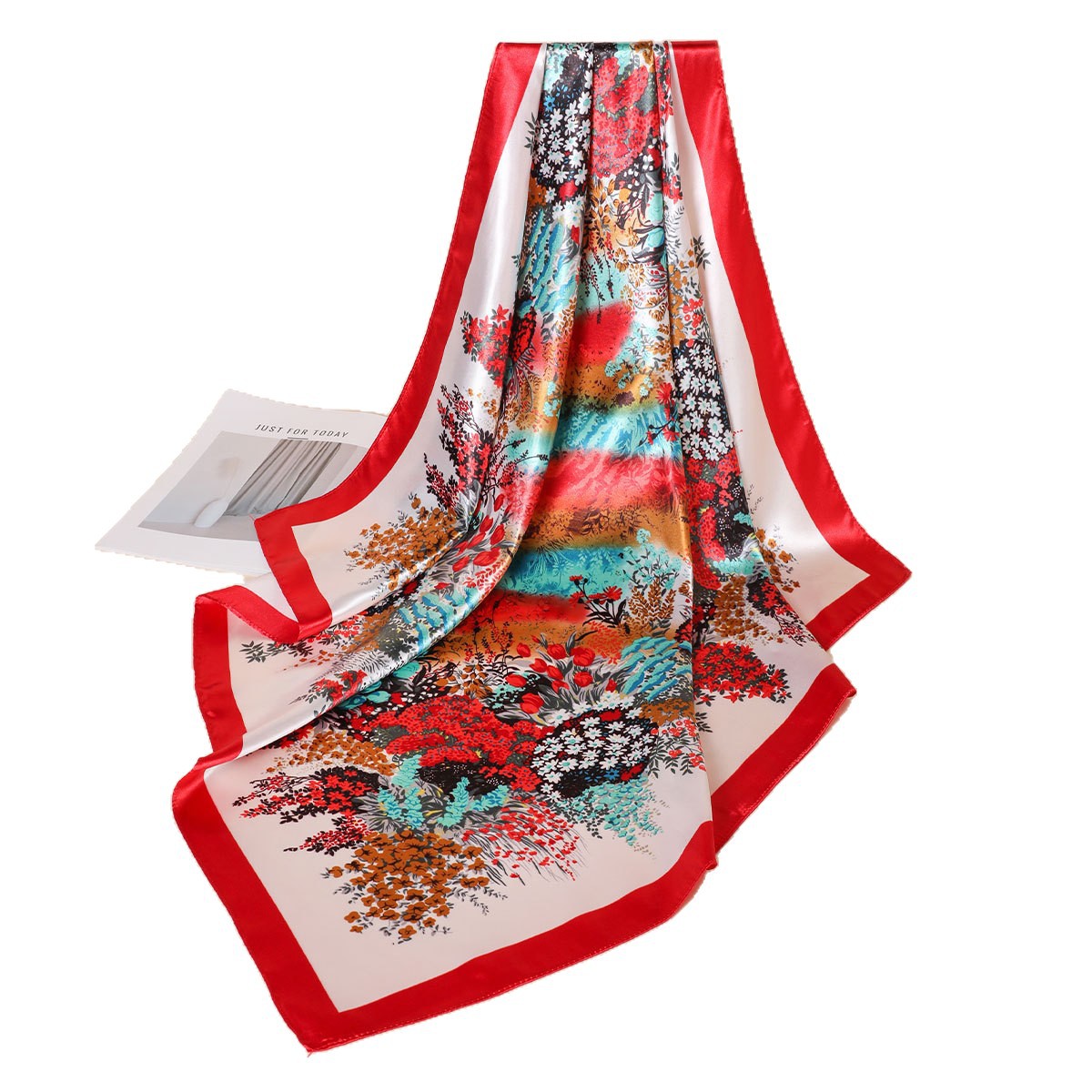 Women's Fashionable And Versatile Floral Print Headscarf 90% Matte Silk Scarf Wholesale Summer Accessory_voghion.com