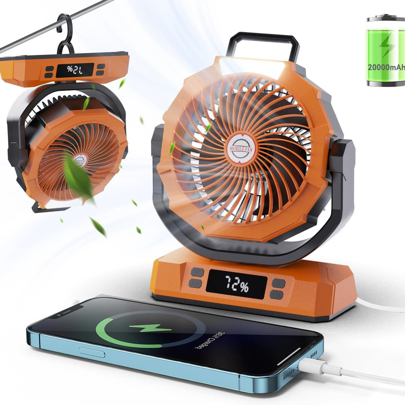 Новый 10-дюймовый открытый кемпинг вентилятор 40000 мАч большой емкости